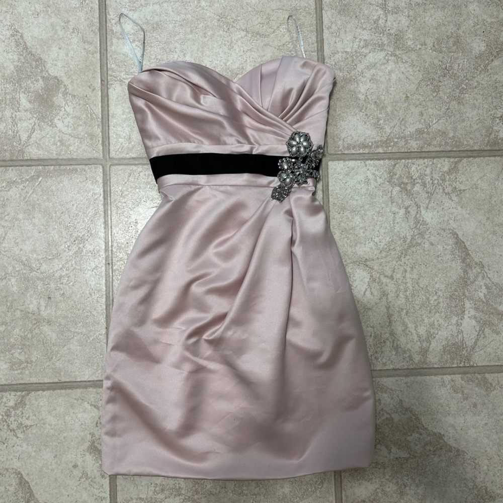 Vintage Style Soft/BlushPink Bow Jewel Formal Dress